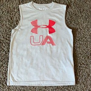 Boys med Under Armour muscle tank top grey and red